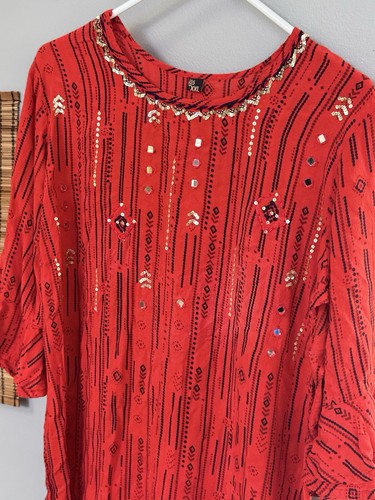Womens Full Length Summer Dress Size Large Red - photo 2