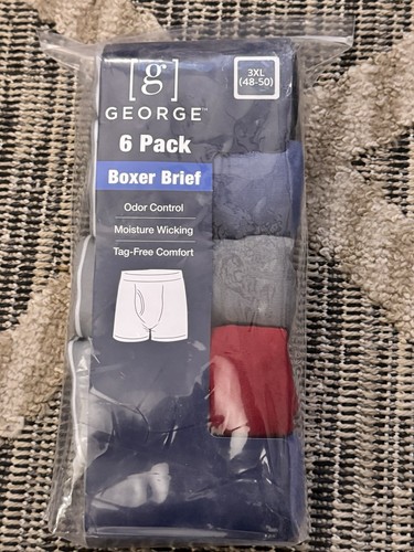 MENS 6 PACK SOLID COLORS BOXER BRIEFS 3XL 48-50 SIZE