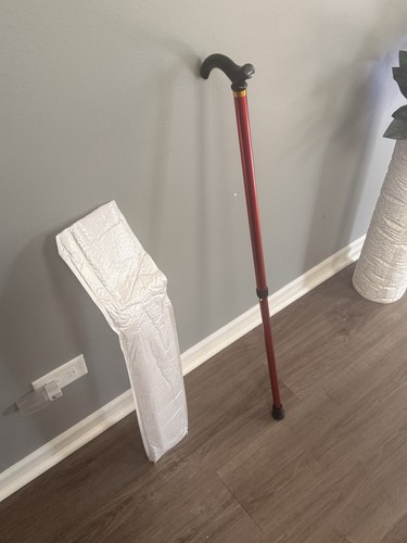 Folding Adjustable Height Walking Cane - Red, 300lb Capacity - photo 4