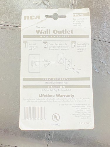 RCA TP247WH Phone Modular Wall Outlet White - photo 2