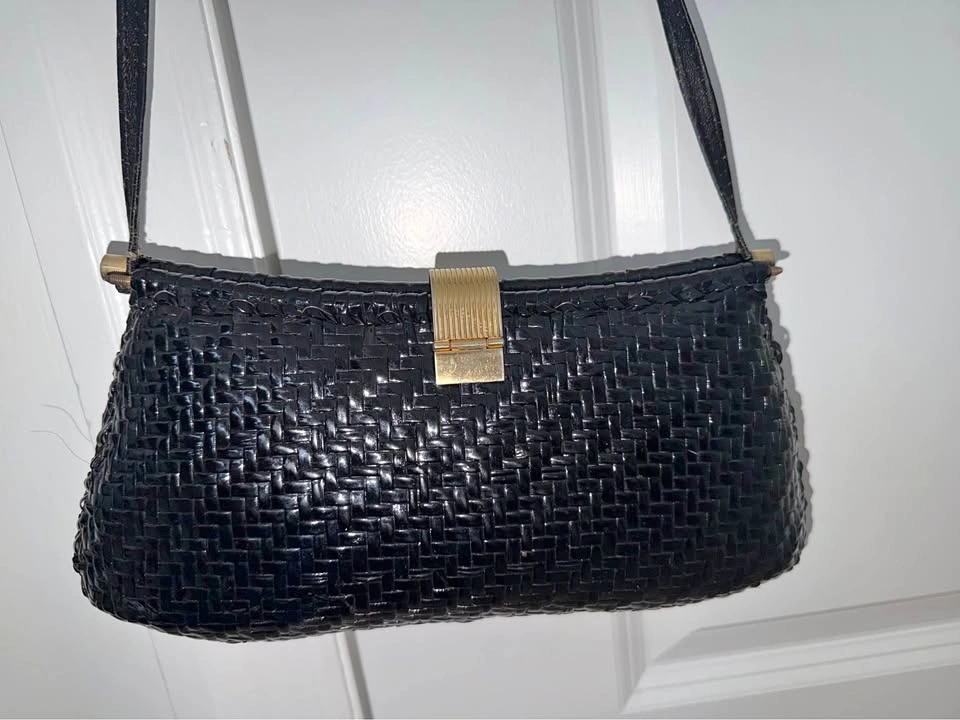 Vintage Dorothy Black Woven Shoulder Bag/Clutch