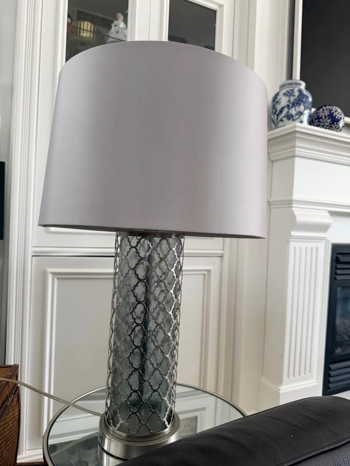 Modern Blue & Silver Table Lamp – Great Condition
