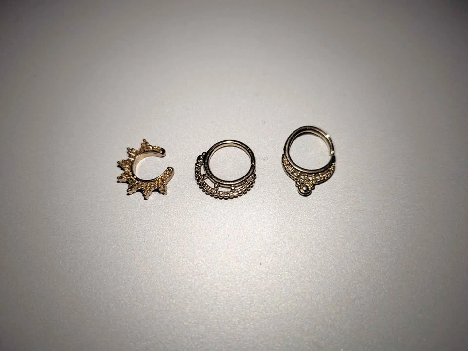 Big collection of nose piercings, septum piercings, ear cuff - photo 4