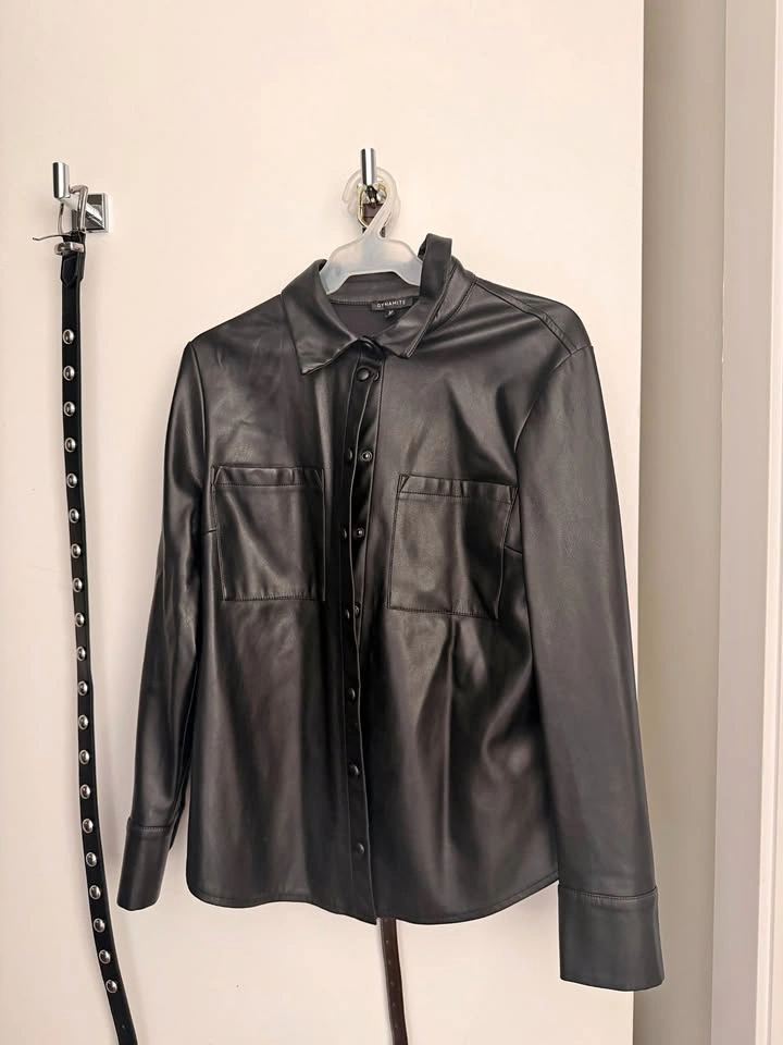 Black leather shirt from Dynamite
