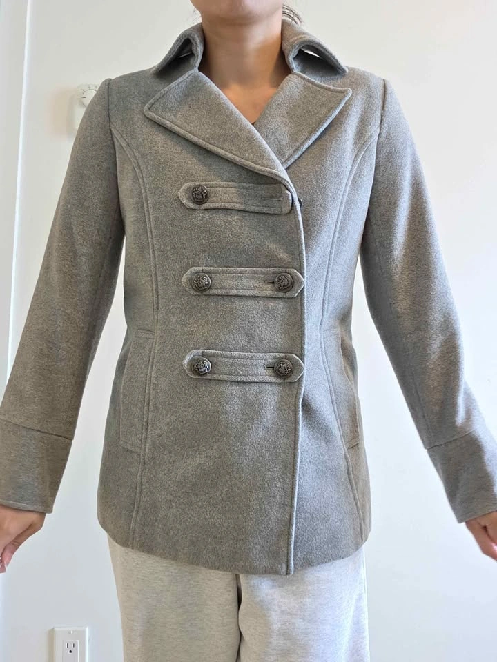 Classic Grey Double-Breasted Peacoat - photo 2
