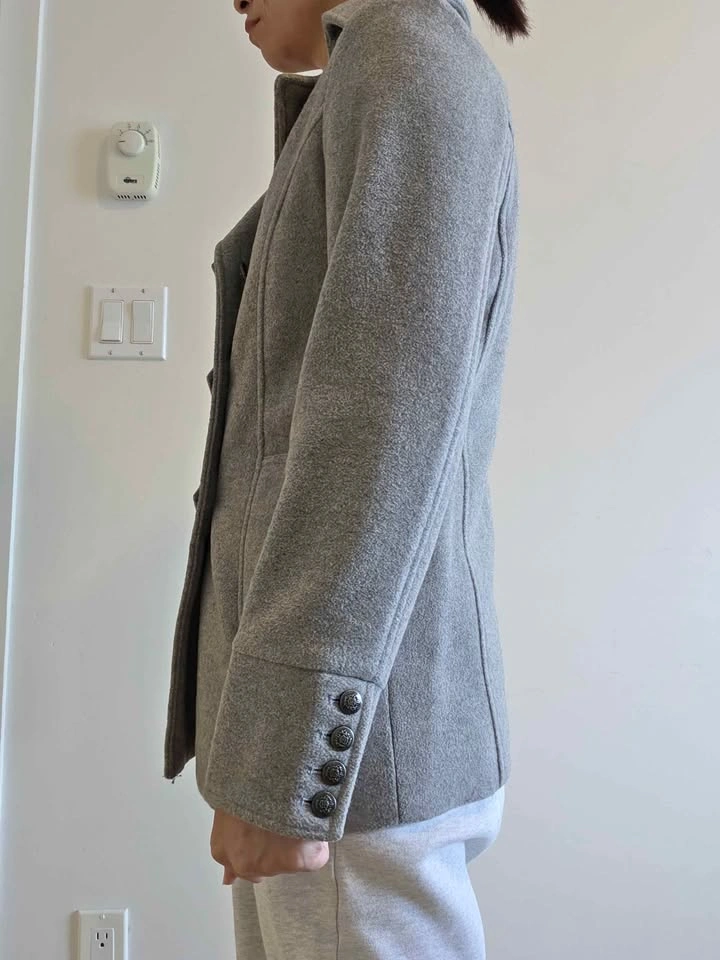 Classic Grey Double-Breasted Peacoat - photo 3