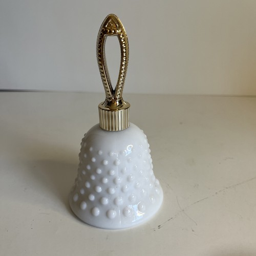 Vintage Avon Topaz Perfume Milk Glass Hobnail Bell Bottle Full