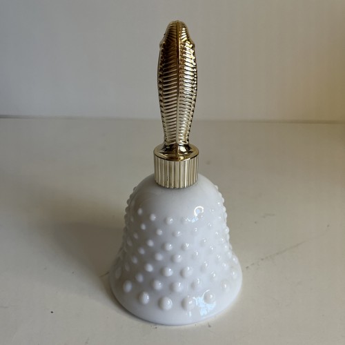 Vintage Avon Topaz Perfume Milk Glass Hobnail Bell Bottle Full - photo 2