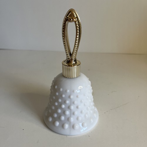 Vintage Avon Topaz Perfume Milk Glass Hobnail Bell Bottle Full - photo 3