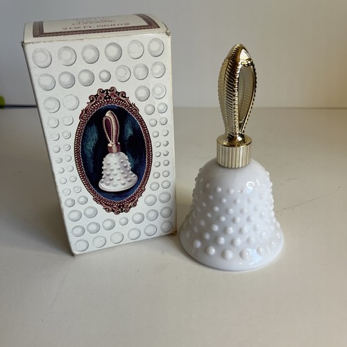 Vintage Avon Topaz Perfume Milk Glass Hobnail Bell Bottle Full - photo 5