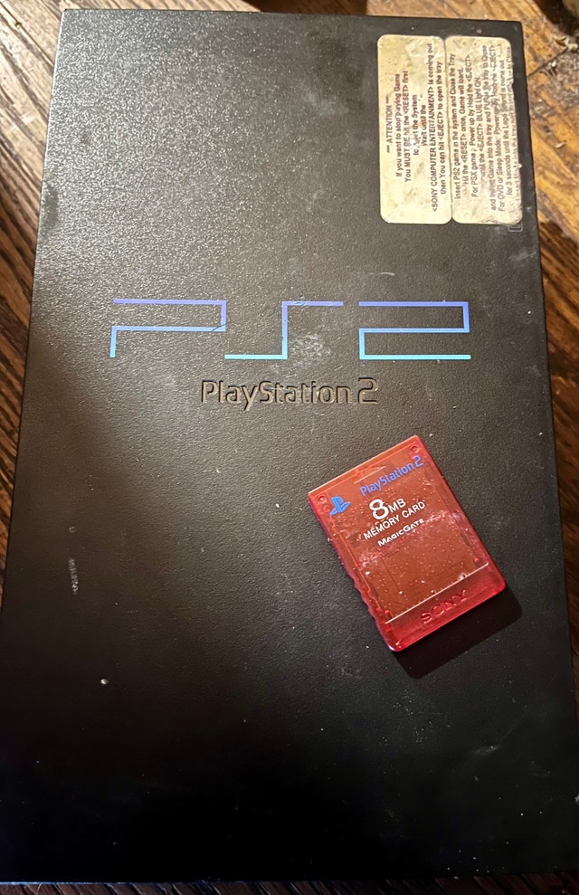 PS2 Console with cords and controller