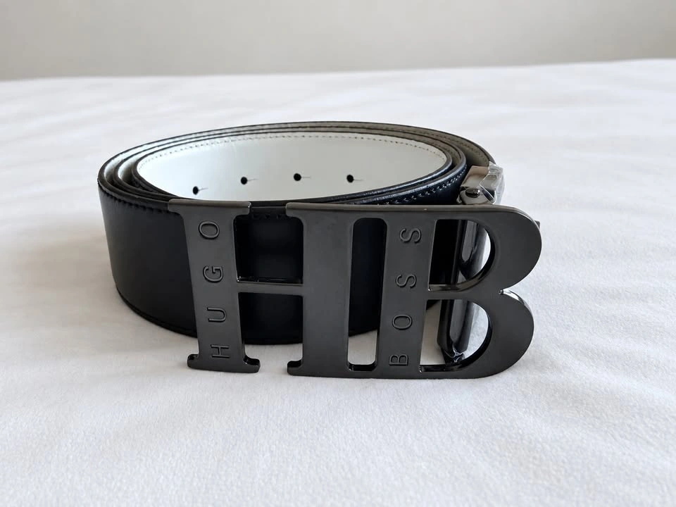 Gucci & Hugo Boss Men’s Black Leather Belts – 2 Belt Bundle - photo 4