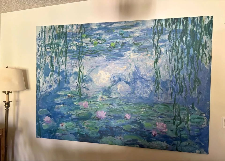 Vintage IKEA Claude Monet Water Lilies Oversized Canvas Art