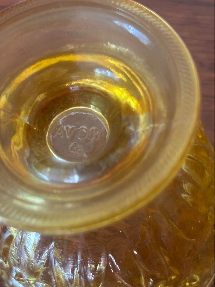 Vintage Avon Fostoria Amber Glass Lidded Candy Dish Harvest Patt - photo 3