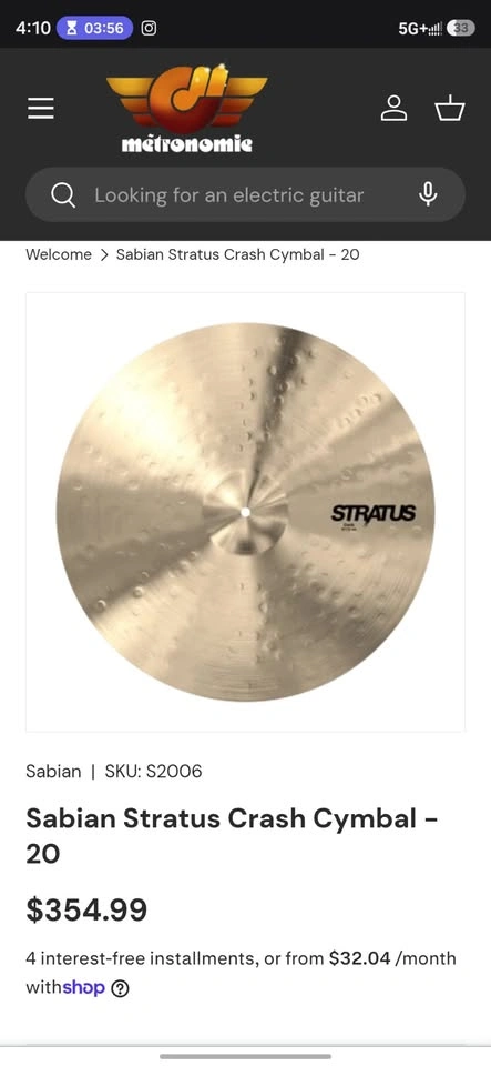 Sabian Stratus 20-inch crash cymbal - photo 2