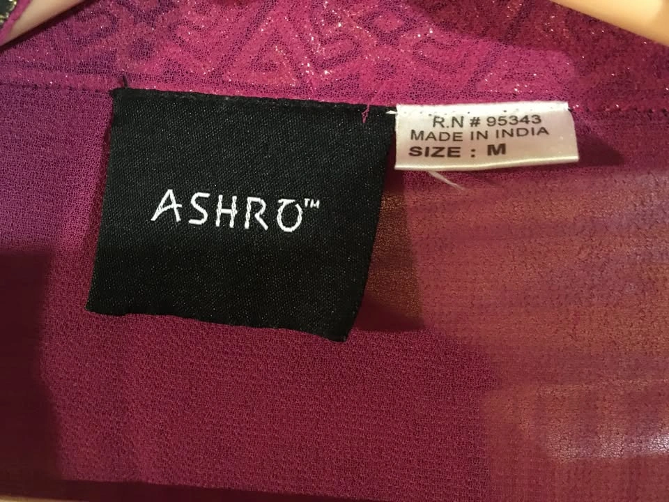 ASHRO Robe/Kimono Fuchsia Pink Black & Gold Trim Medium - photo 2