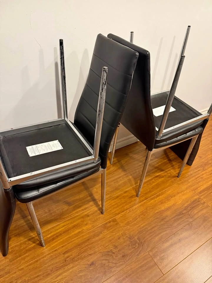 Set of 4 Black Dining Chairs – Modern Chrome Legs