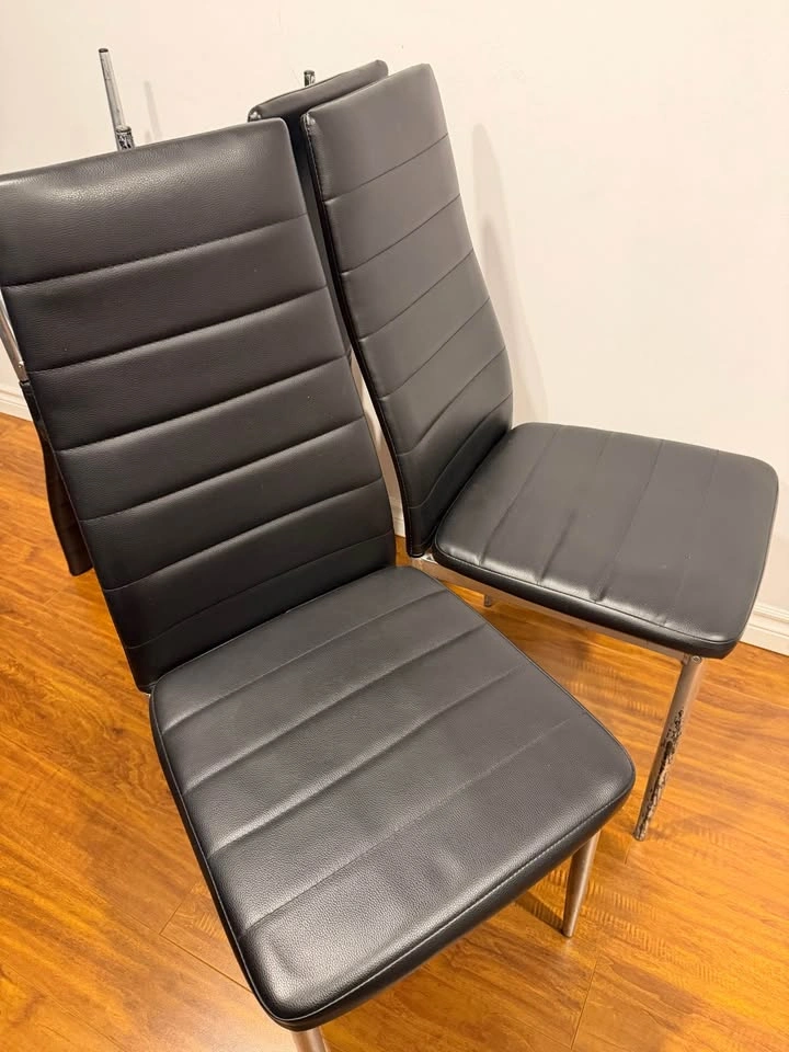 Set of 4 Black Dining Chairs – Modern Chrome Legs - photo 2
