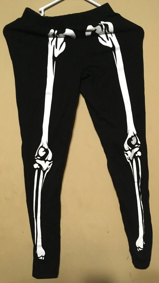 Women's Black Heart Skeleton Glow in the Dark Leggings - photo 2