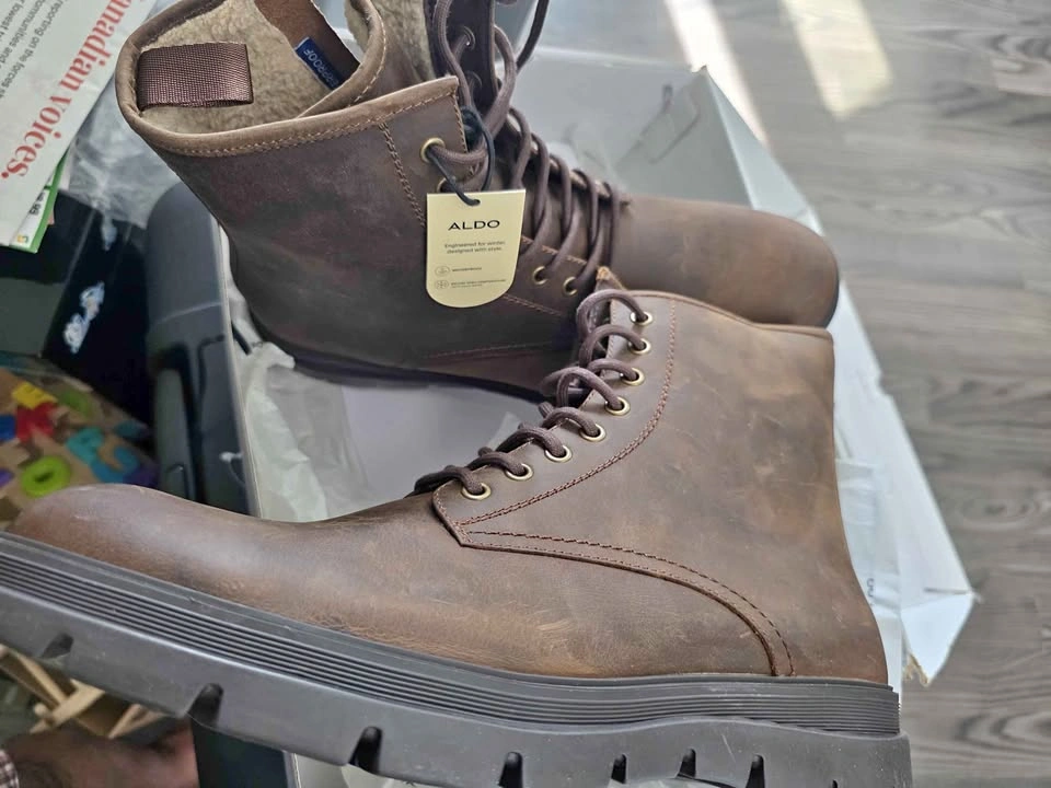ALDO Brown Waterproof Winter Leather Boots – Men’s Brand New