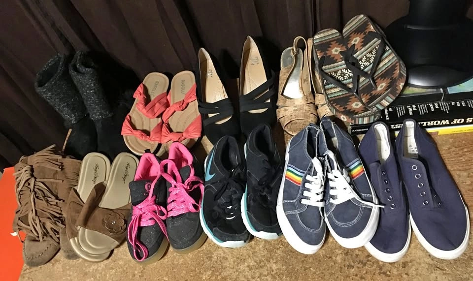 Lot of 11 Women's Shoes: Heels, Sandals, Sneakers Size 4-10