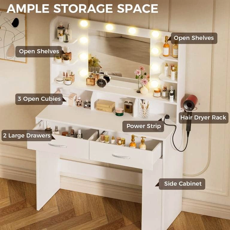 Brand New in Box – White Makeup Vanity Desk with LED Mirror - photo 2