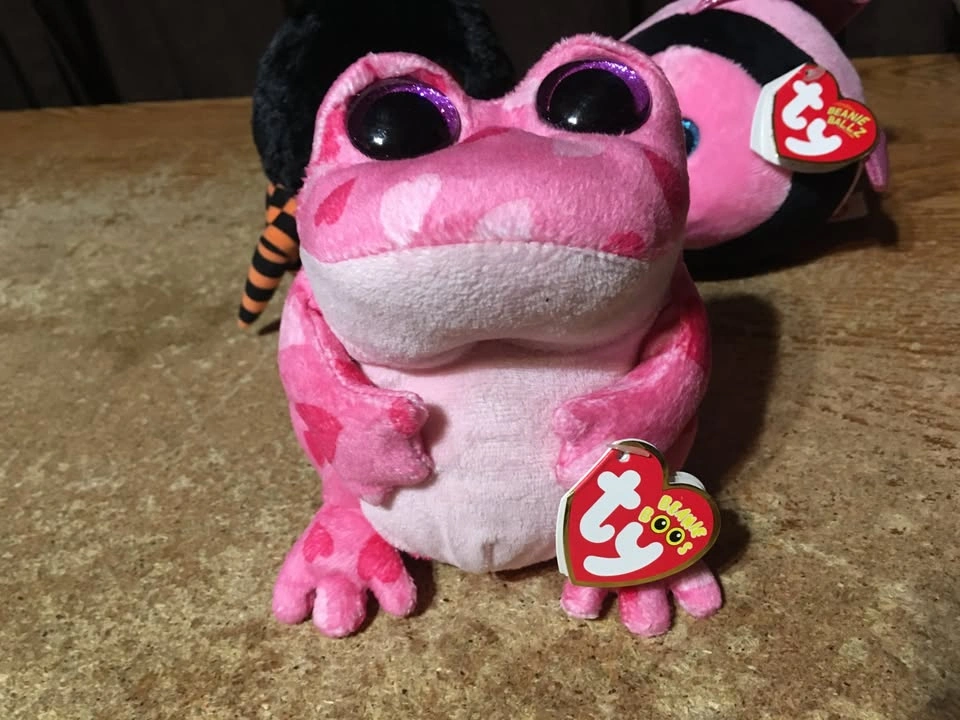 LOT OF 3 BEANIE BOOS BALLZ CRAWLY SPIDER GILLY FISH SMITTEN FROG - photo 4