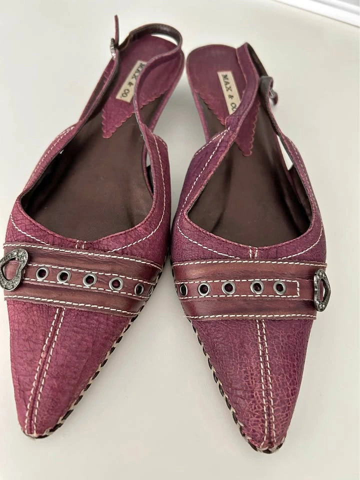 MAX & CO. Pointed-Toe Slingback Kitten Heels