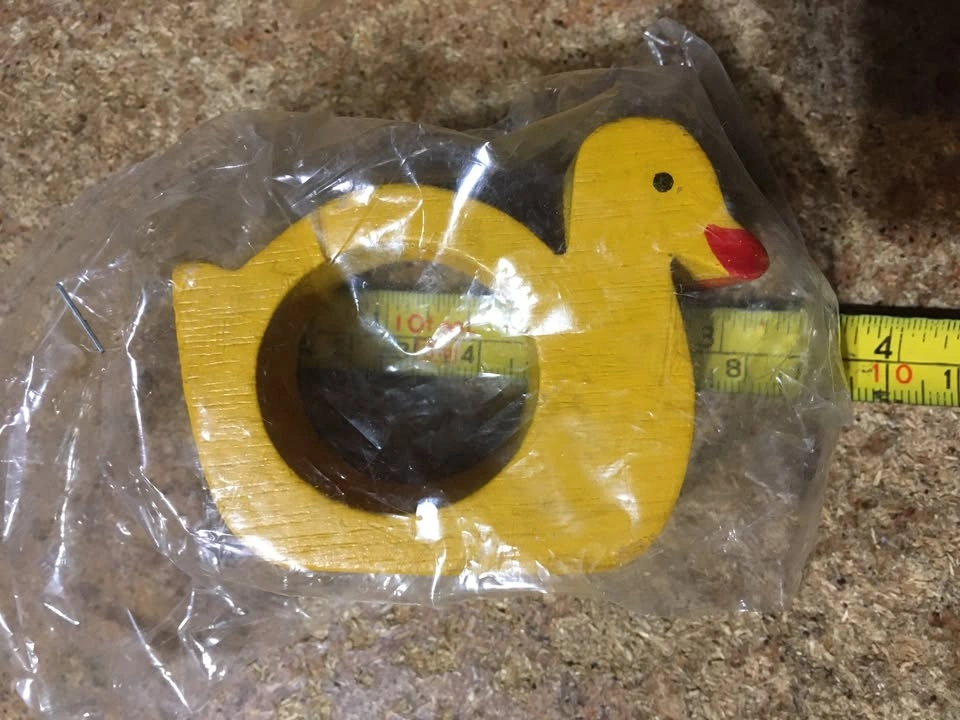 VINTAGE SET OF 6 NAPKIN RING HOLDERS MATCHING WOOD YELLOW DUCKS - photo 5