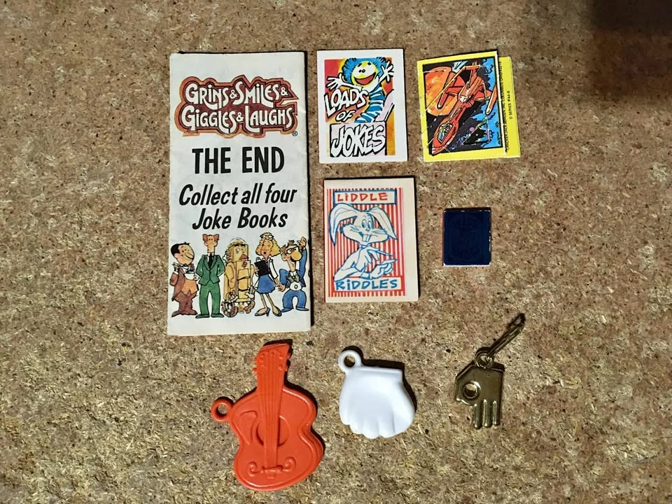 Vintage Cracker Jack Joke Books and Charms