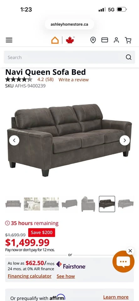 Navi Leather Queen Sofa Bed