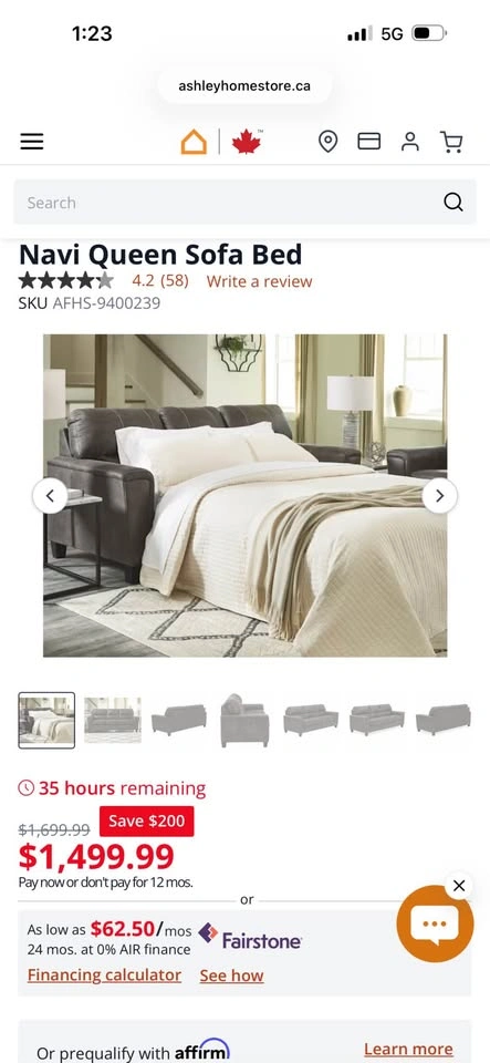 Navi Leather Queen Sofa Bed - photo 2