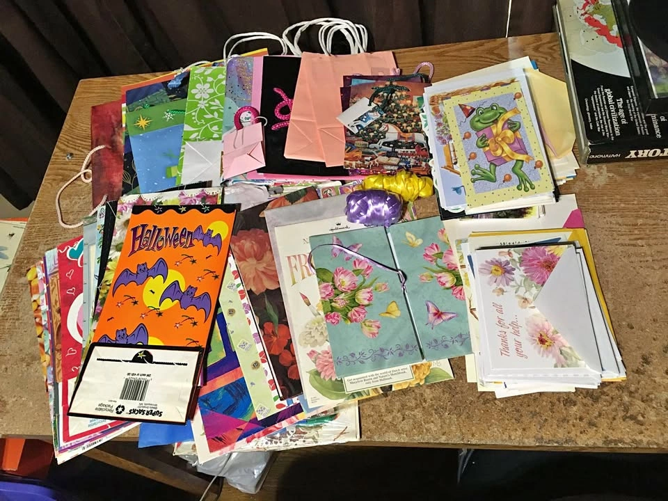 Lot of Greeting Cards, Gift Bags, and Wrapping Paper
