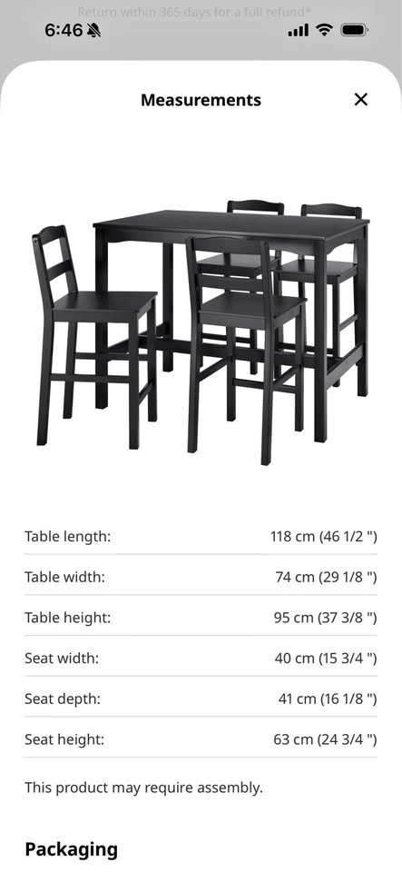 IKEA Bar Table and 4 Chairs Set