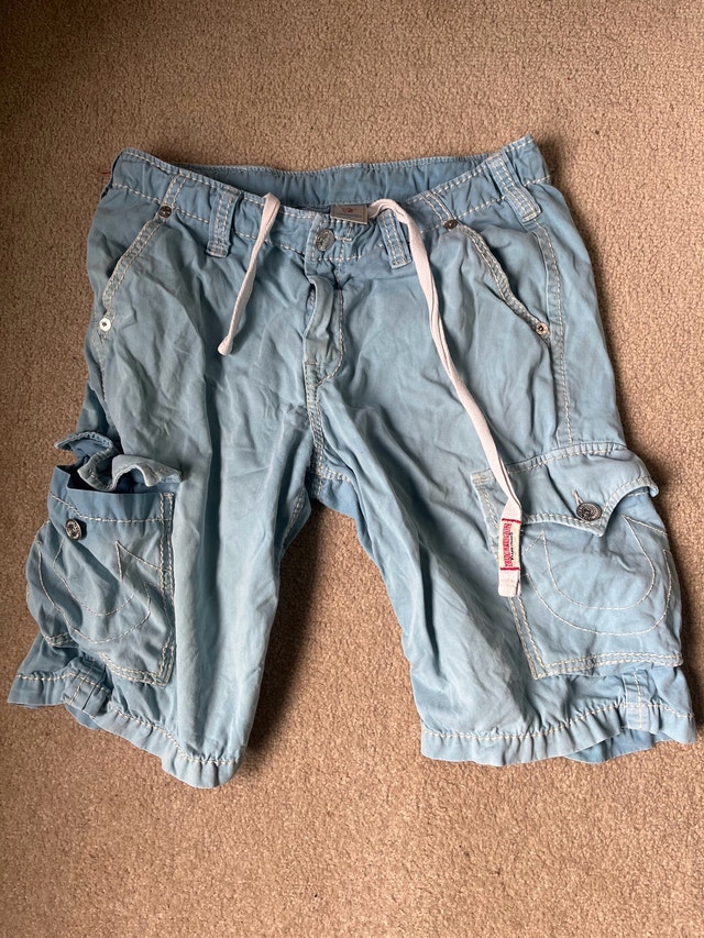 Y2K True Religion Baby Blue Denim Shorts