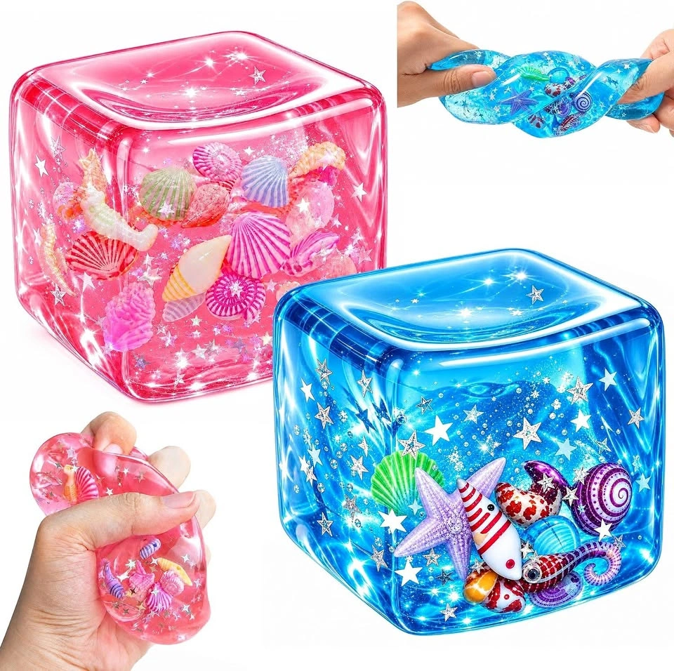 Ocean Squishy Cube with Seashells