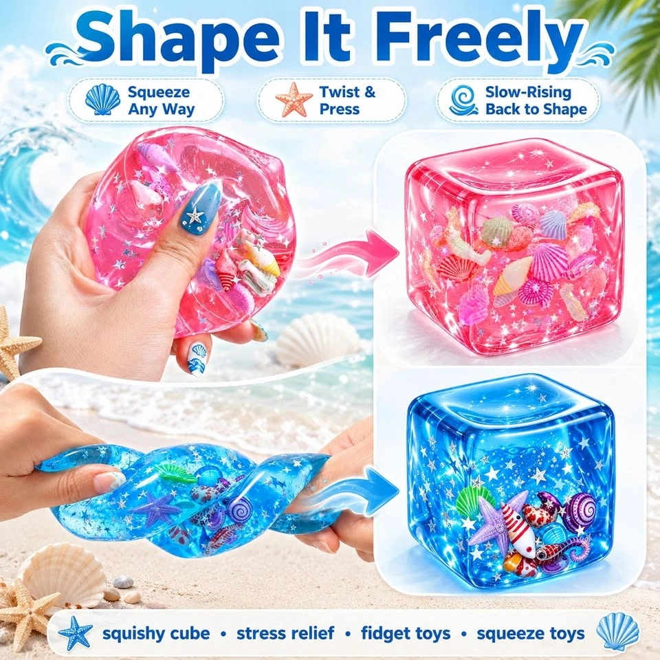 Ocean Squishy Cube with Seashells - photo 2