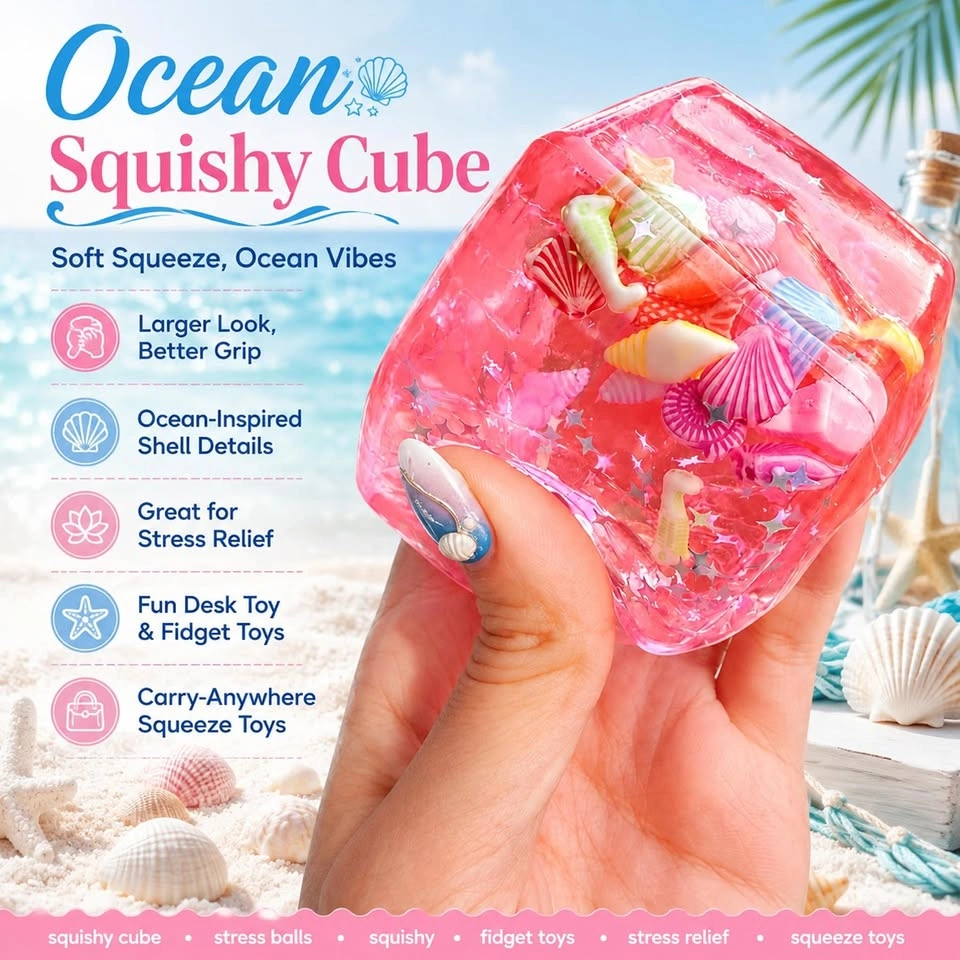 Ocean Squishy Cube with Seashells - photo 3