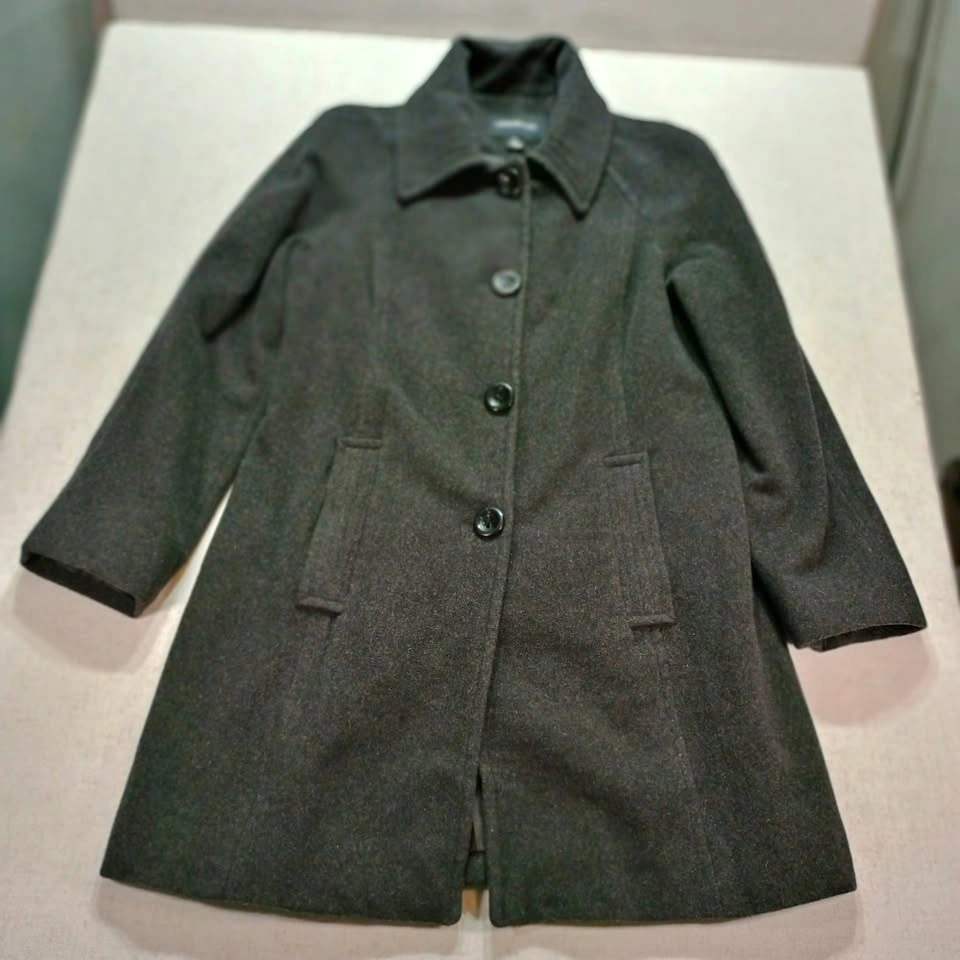 London Fog Charcoal Gray Wool Blend Trench Coat Jacket Size M - photo 2