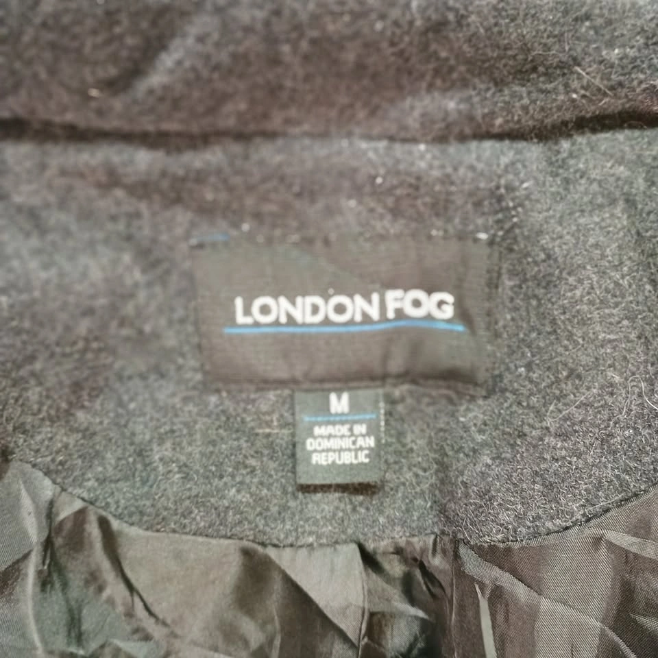London Fog Charcoal Gray Wool Blend Trench Coat Jacket Size M - photo 3