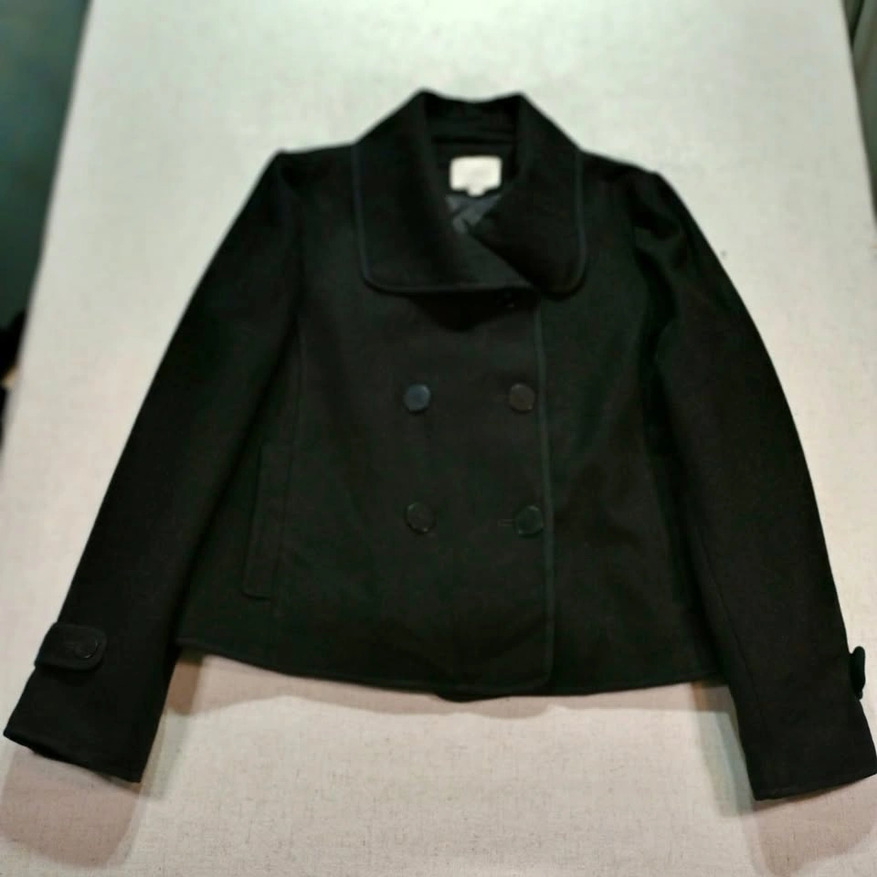 Ann Taylor Loft Black Wool Blend Double Breasted Pea Coat XL - photo 2