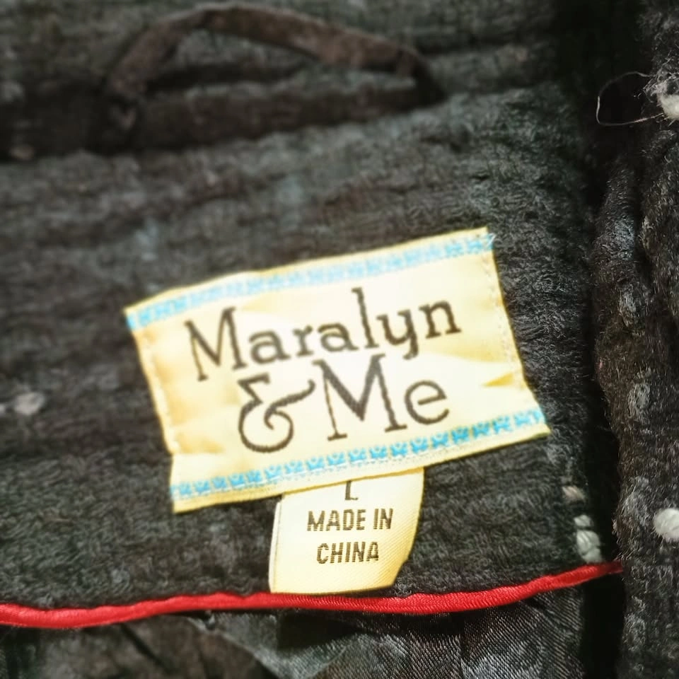 Maralyn & Me Black Plaid Hooded Peacoat, Size L - photo 2