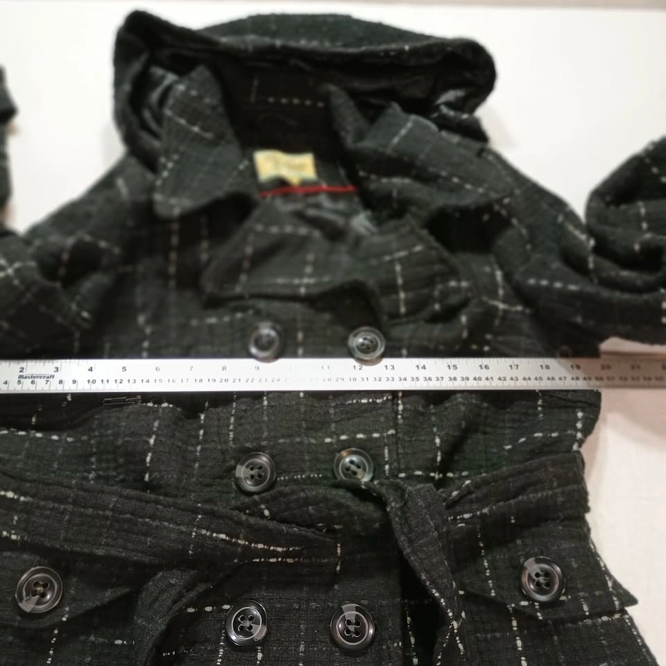 Maralyn & Me Black Plaid Hooded Peacoat, Size L - photo 5