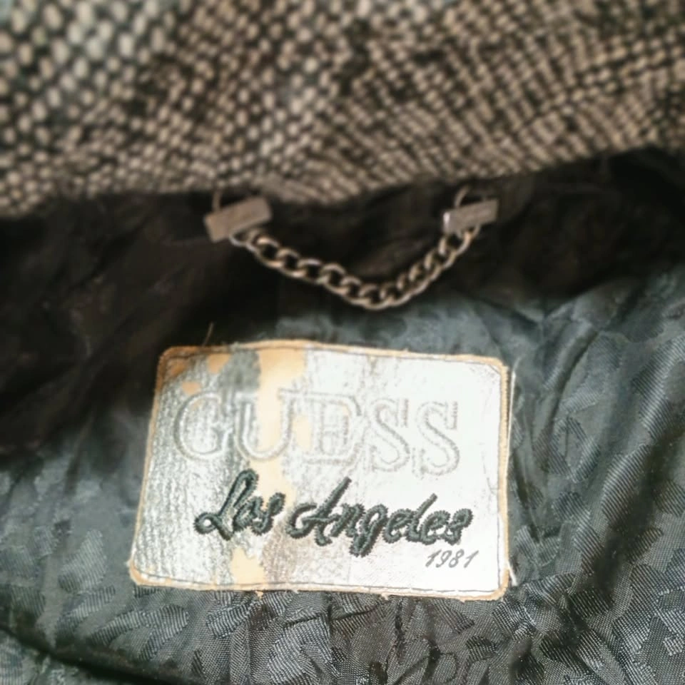 Vintage GUESS Los Angeles 1981 Grey Tweed Belted Wool Coat XSmal - photo 5