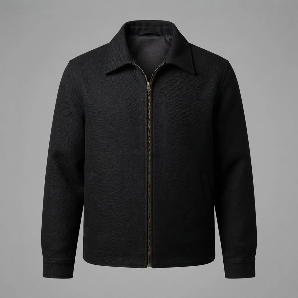 Old Navy Classic Wool Blend Zip Front Jacket Black Men's XL