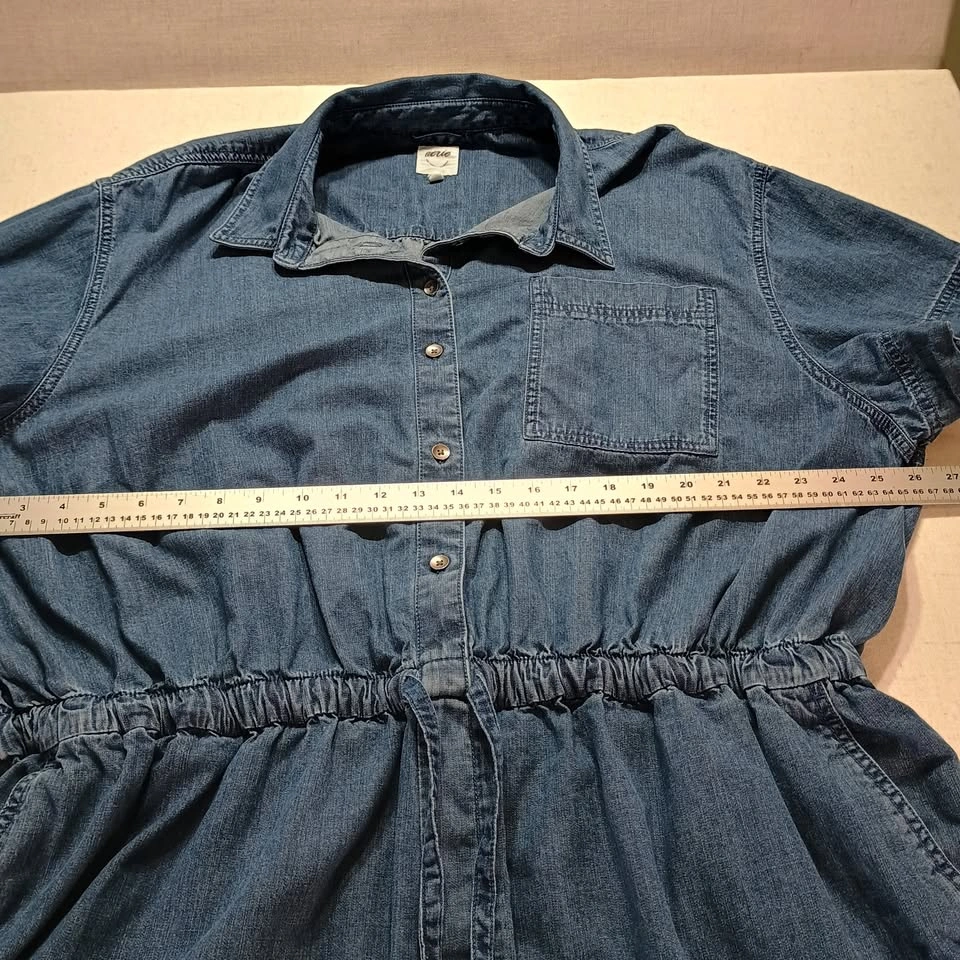 Aerie Blue Denim Romper Button Front Drawstring Waist XXL - photo 4