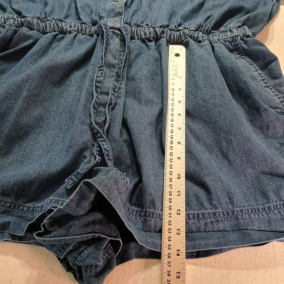 Aerie Blue Denim Romper Button Front Drawstring Waist XXL - photo 5