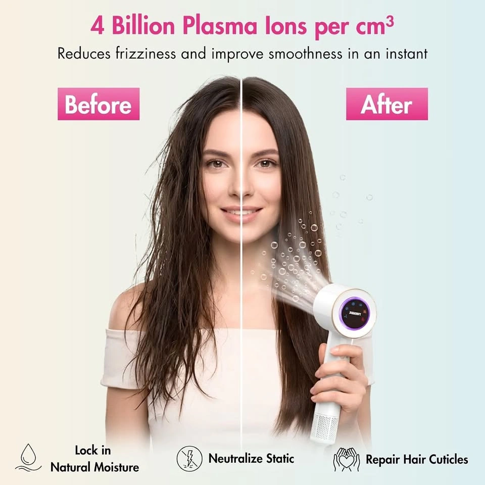 Ionic and Plasma Hair Dryer with Smart Temp Control - photo 2