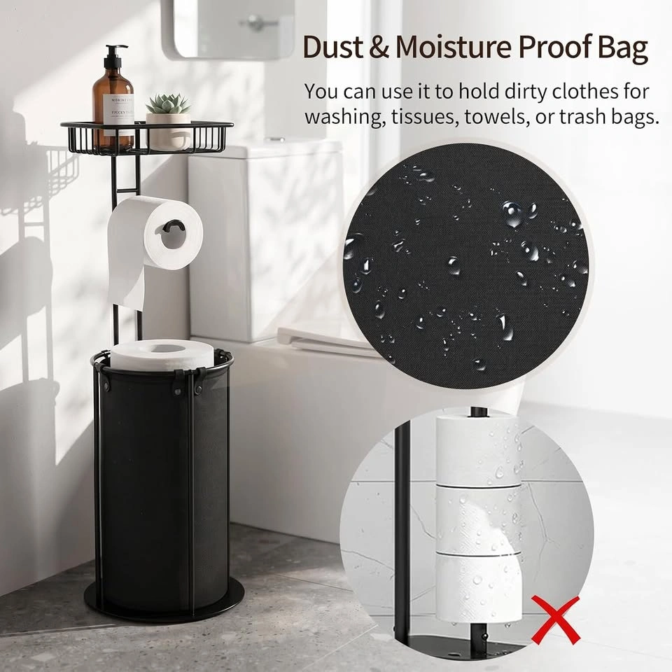 Free Standing Toilet Paper Holder - Black Metal - photo 4