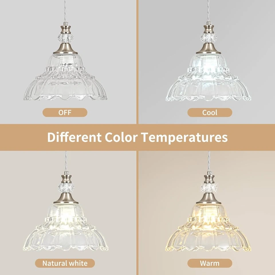 Chandelier moderne en nickel et verre en forme de fleur - photo 2